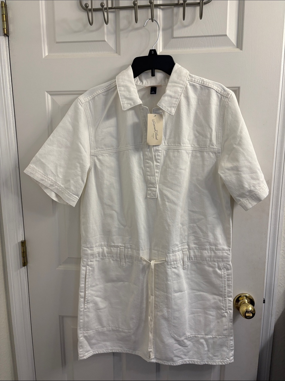 Universal Thread Off White Short-Sleeve Denim Jumper